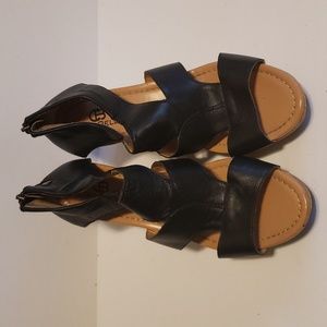 Black cork wedge sandals